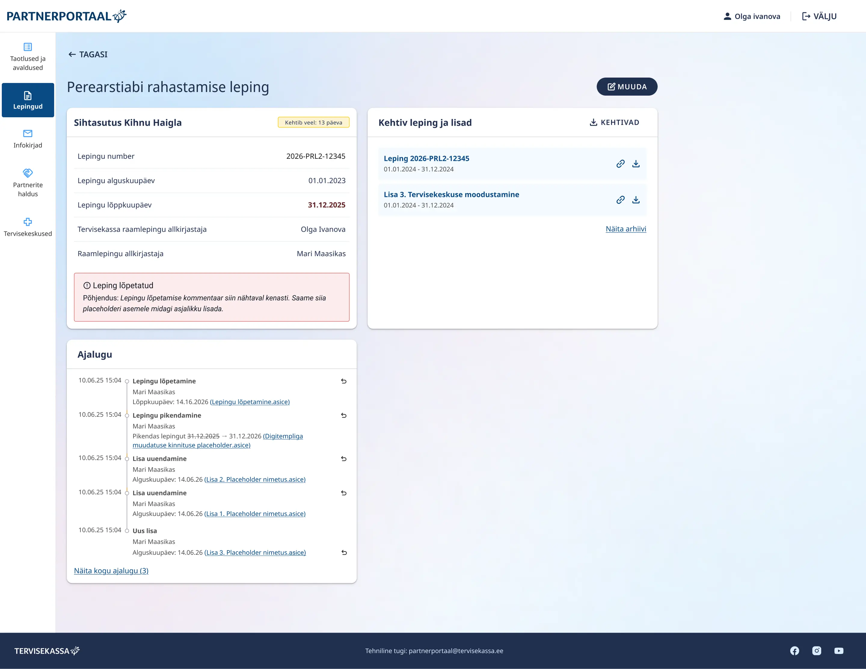 Tervisekassa Partner Portal overview